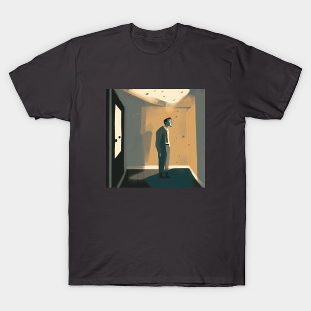 Abstract Illustration on man with depression stand in the room T-Shirt by KOTYA